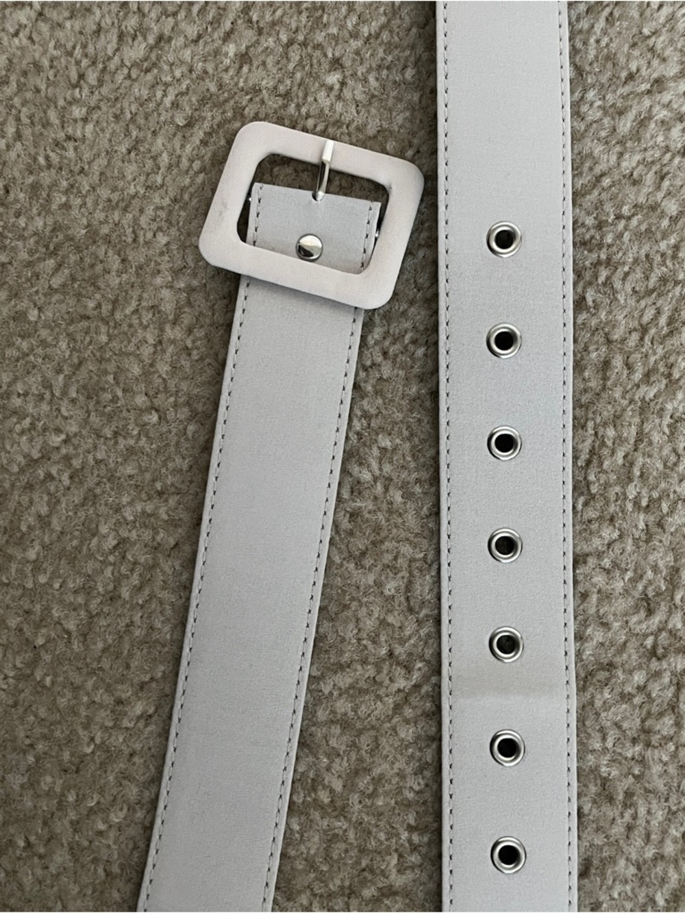Women's Wide White Fashion Belt with Square Buckle
